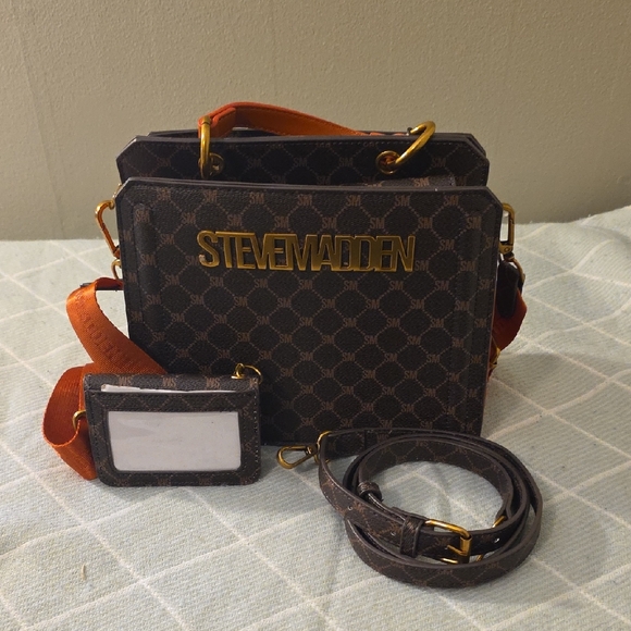 Steve Madden Black and Orange And Brown Messenger Hand Bag - Picture 1 of 7
